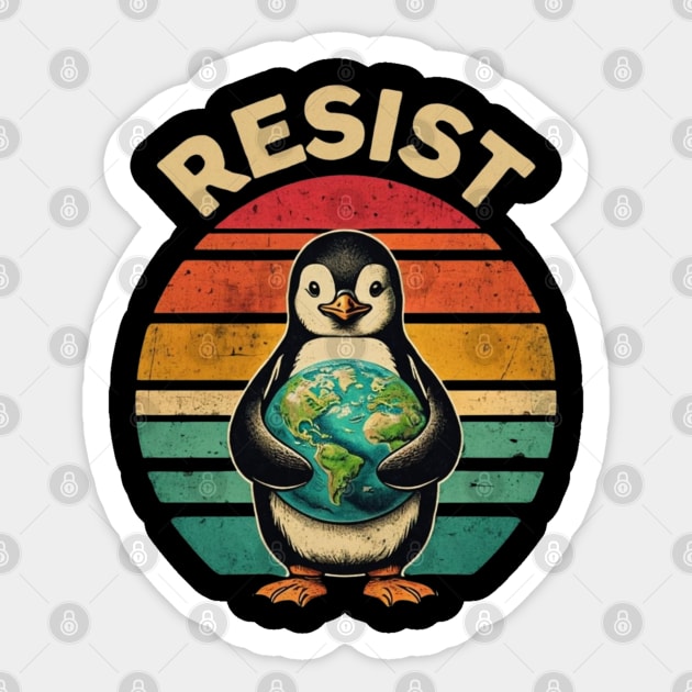 Resist-Penguin Sticker by Creatifly Graphic Tees